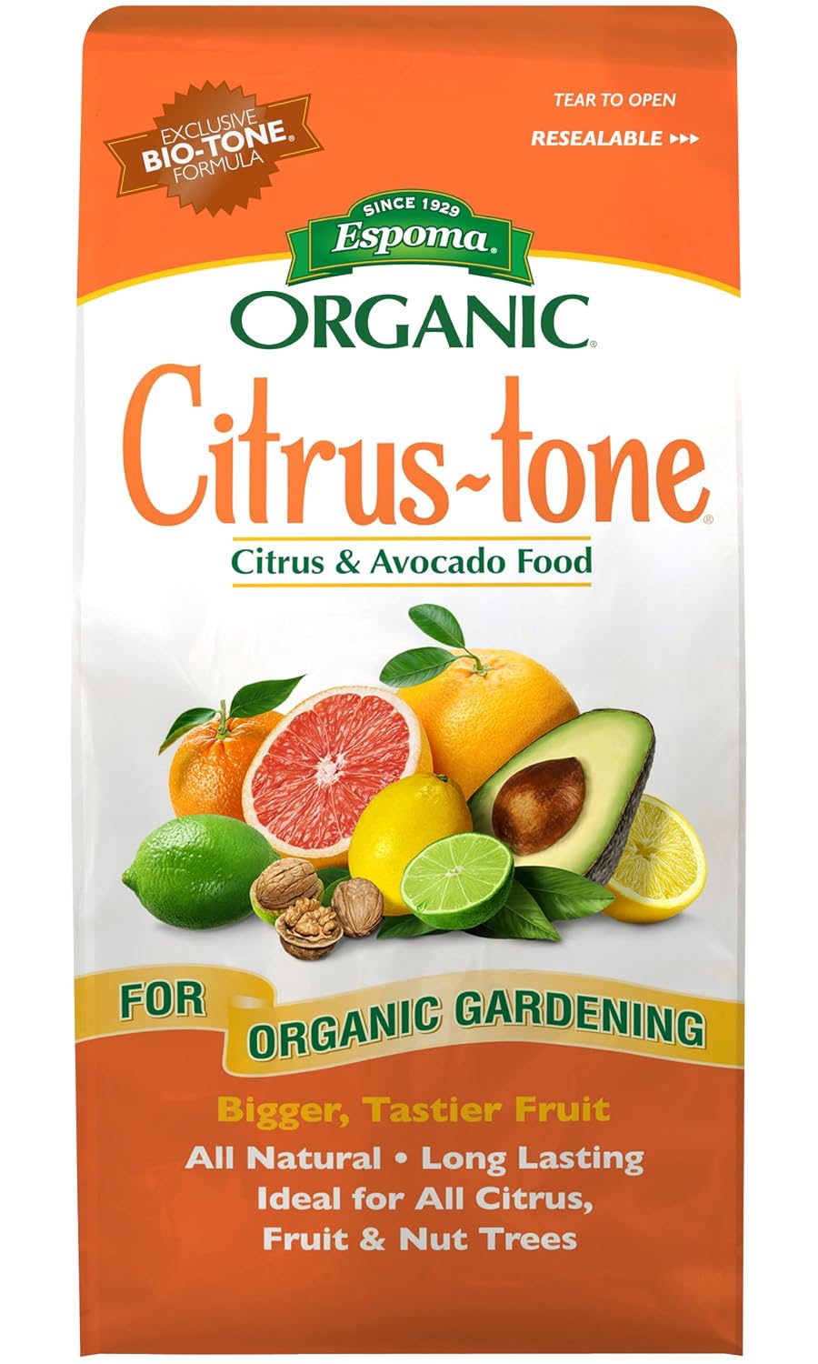 Espoma Organic Citrus-Tone 5-2-6 Natural & Organic Fertilizer and Plant Food for All Citrus, Fruit, Nut & Avocado Trees