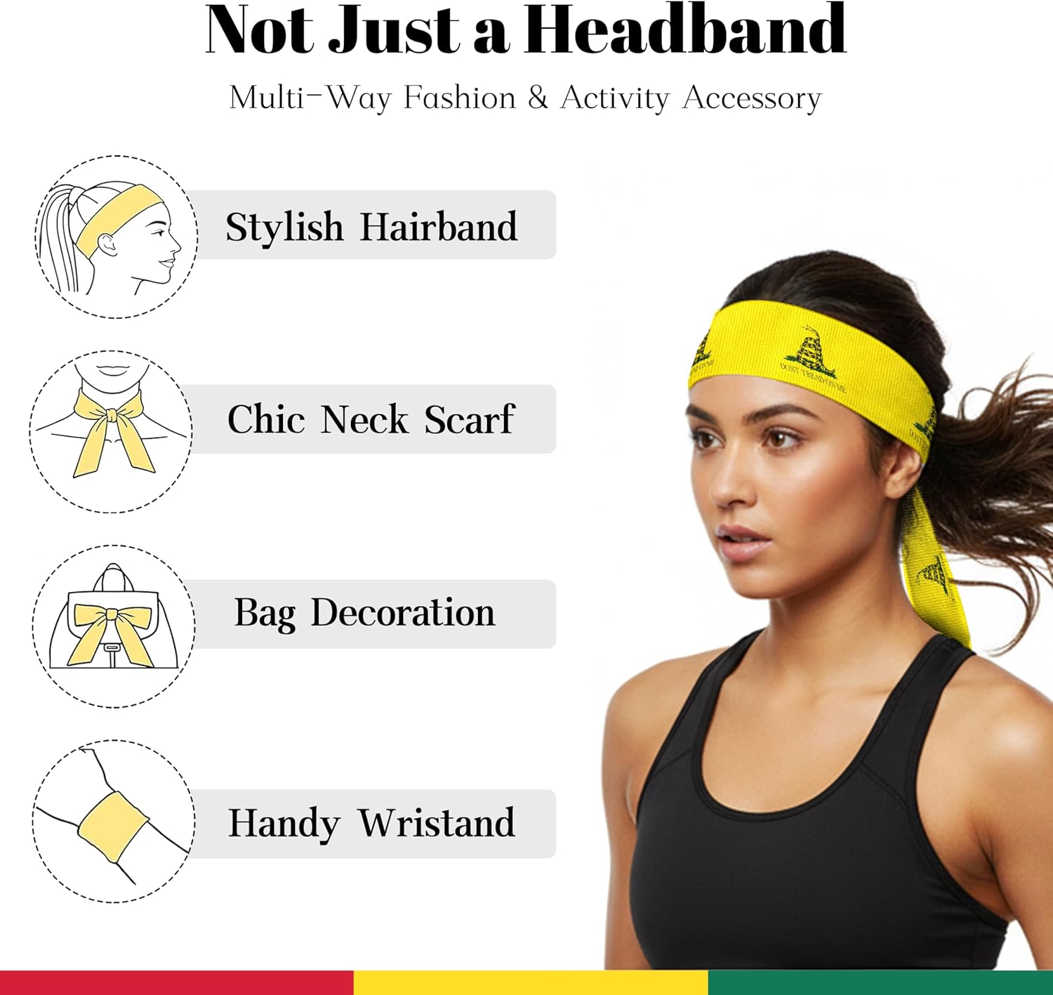 Tie Headbands for Men Women,Pattern Gymwrap,Gym Workout Adjustable Non-Slip Sweatbands for Running,40 X 2.4In