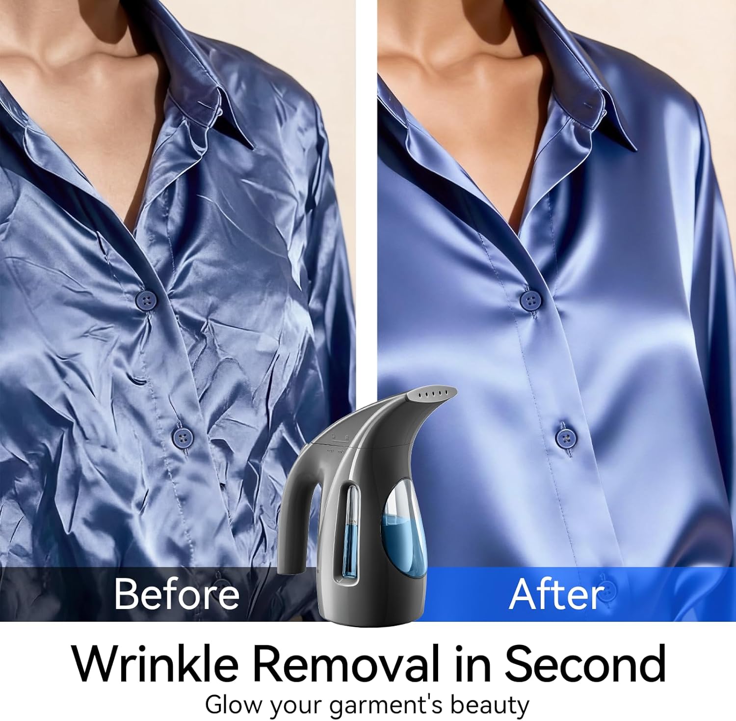 HiLIFE Steamer for Clothes, Portable Handheld Clothing Steamer, 240ml Big Capacity, 700W, Strong Power, Fabric Quick Wrinkle Remover with Brush for Home, Office(ONLY 120V) -Blue