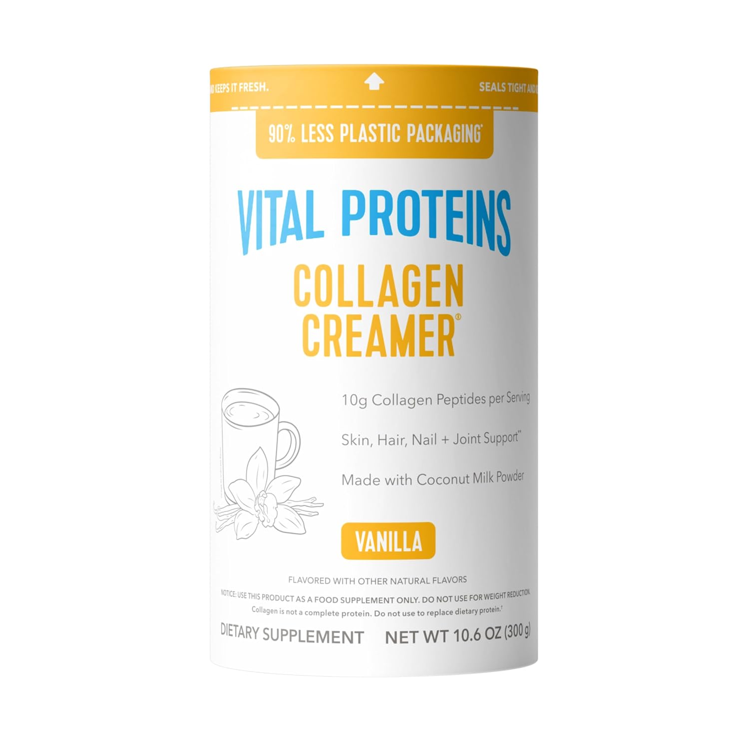 Vital Proteins Collagen Peptides Powder, Vanilla, 10.6oz | Collagen Coffee Creamer, Supports Hair Skin & Nails, Vanilla Flavor, Daily Coffee Add-In, 12 Servings
