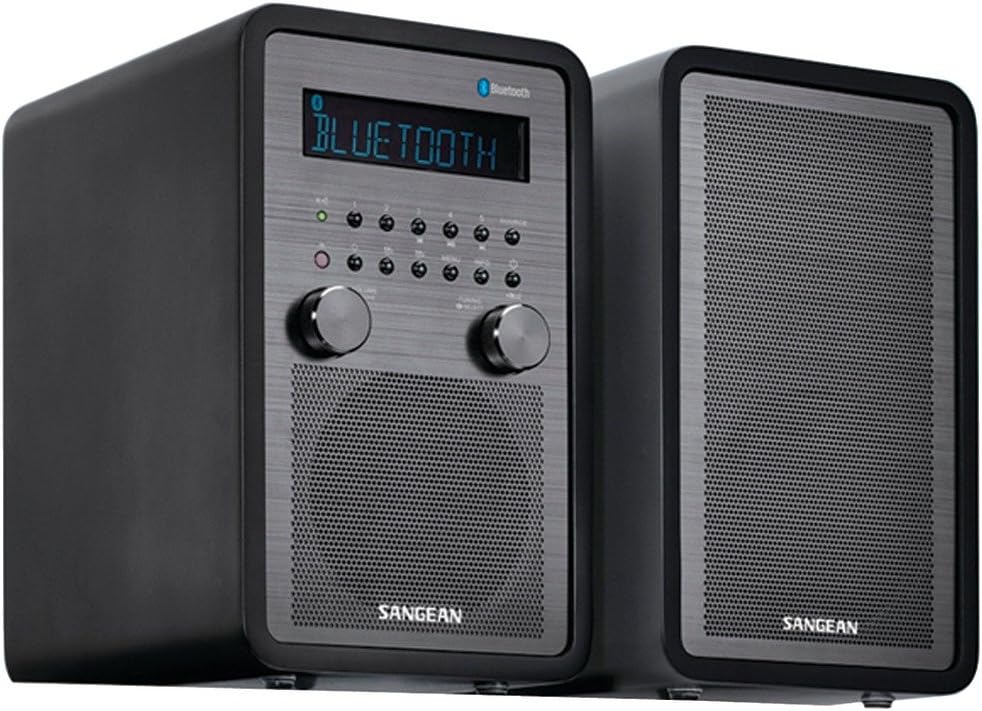 Sangean WR-50P AM/FM Bluetooth Wood Cabinet Tabletop Stereo Digital Receiver, Black