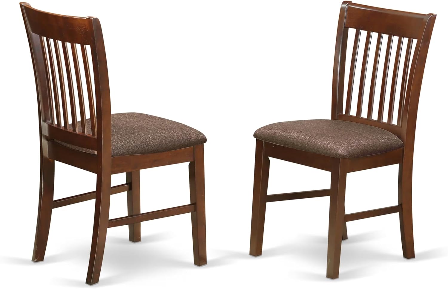 East West Furniture NFC-MAH-W Norfolk Dining Room Chairs - Slat Back Solid Wood Seat Chairs, Set of 2, Mahogany