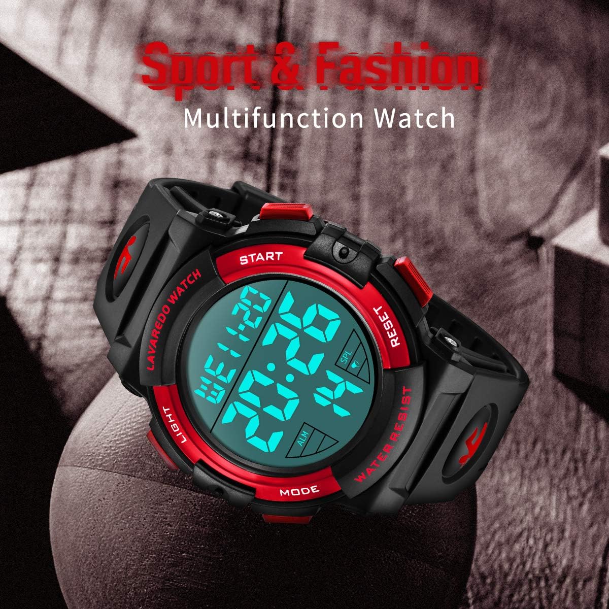 L LAVAREDO Mens Digital Watch Sports Military Watches Waterproof Outdoor Chronograph Wrist Watches for Men with LED Back Ligh/Alarm/Date