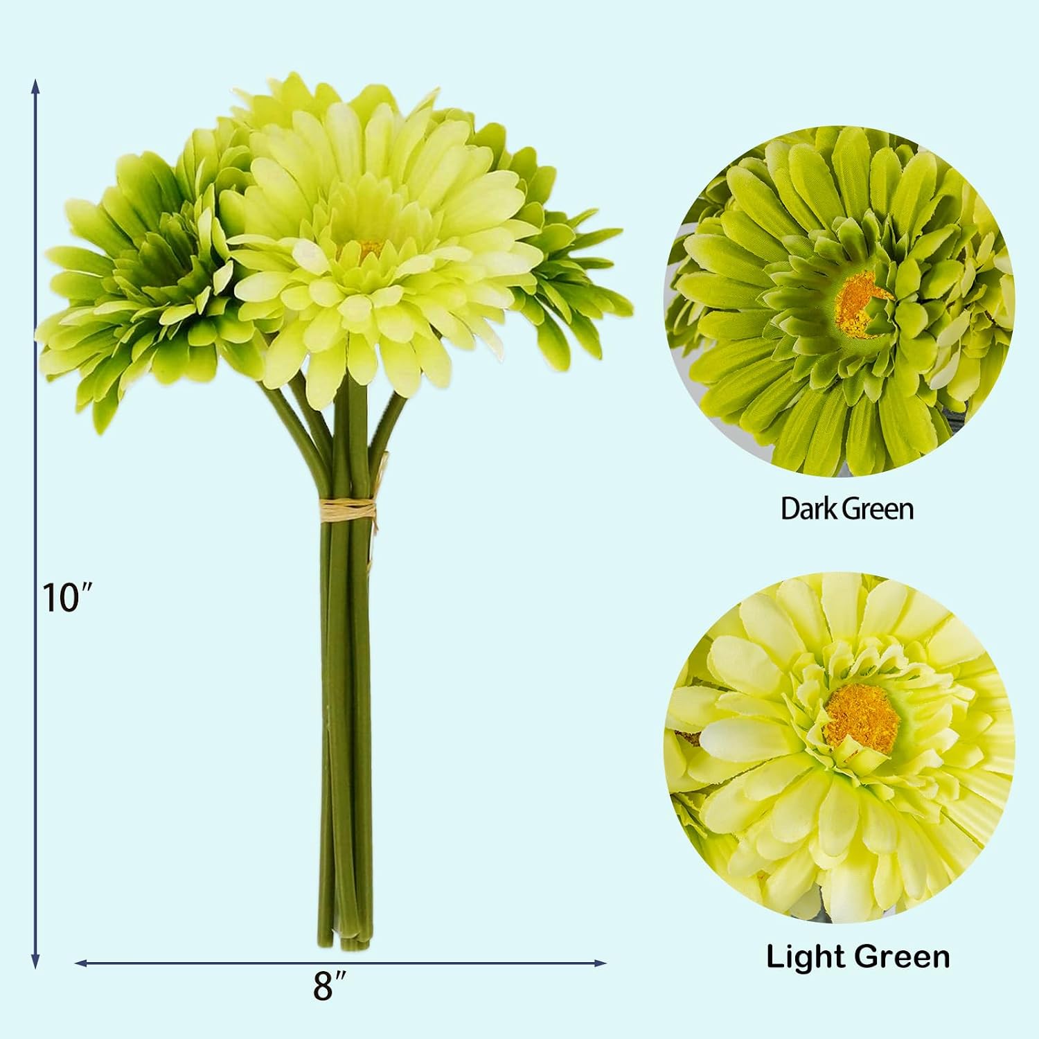 TOPIA Artificial African Daisies Flowers African Daisy Silk Flowers Artificial Gerbera Daisies Pack of 10 (Yellow)
