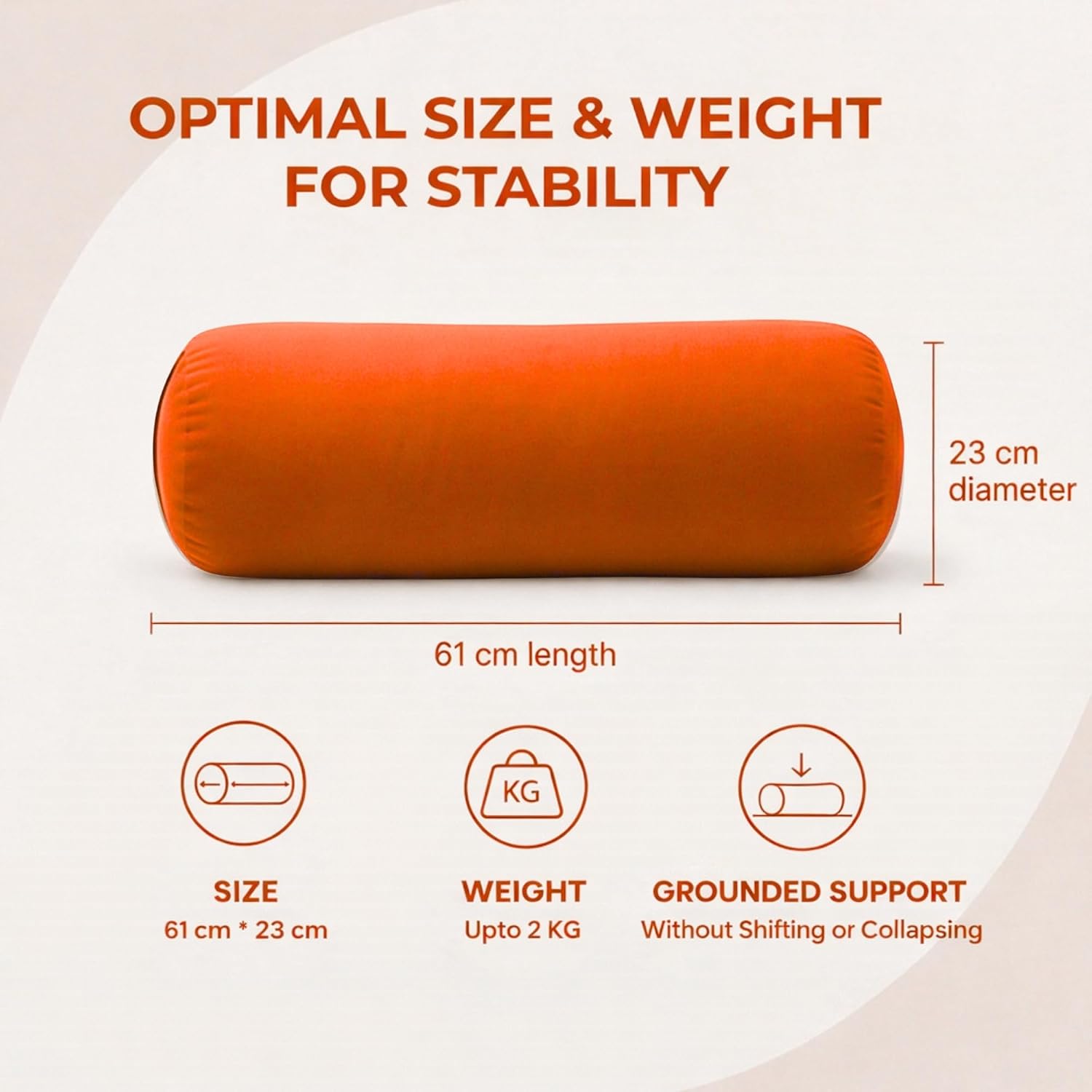 Yogikuti Iyengar Yoga Bolster for Restorative Yoga and Meditation – Lightweight Cotton Support Pillow with Handle for Easy Carry
