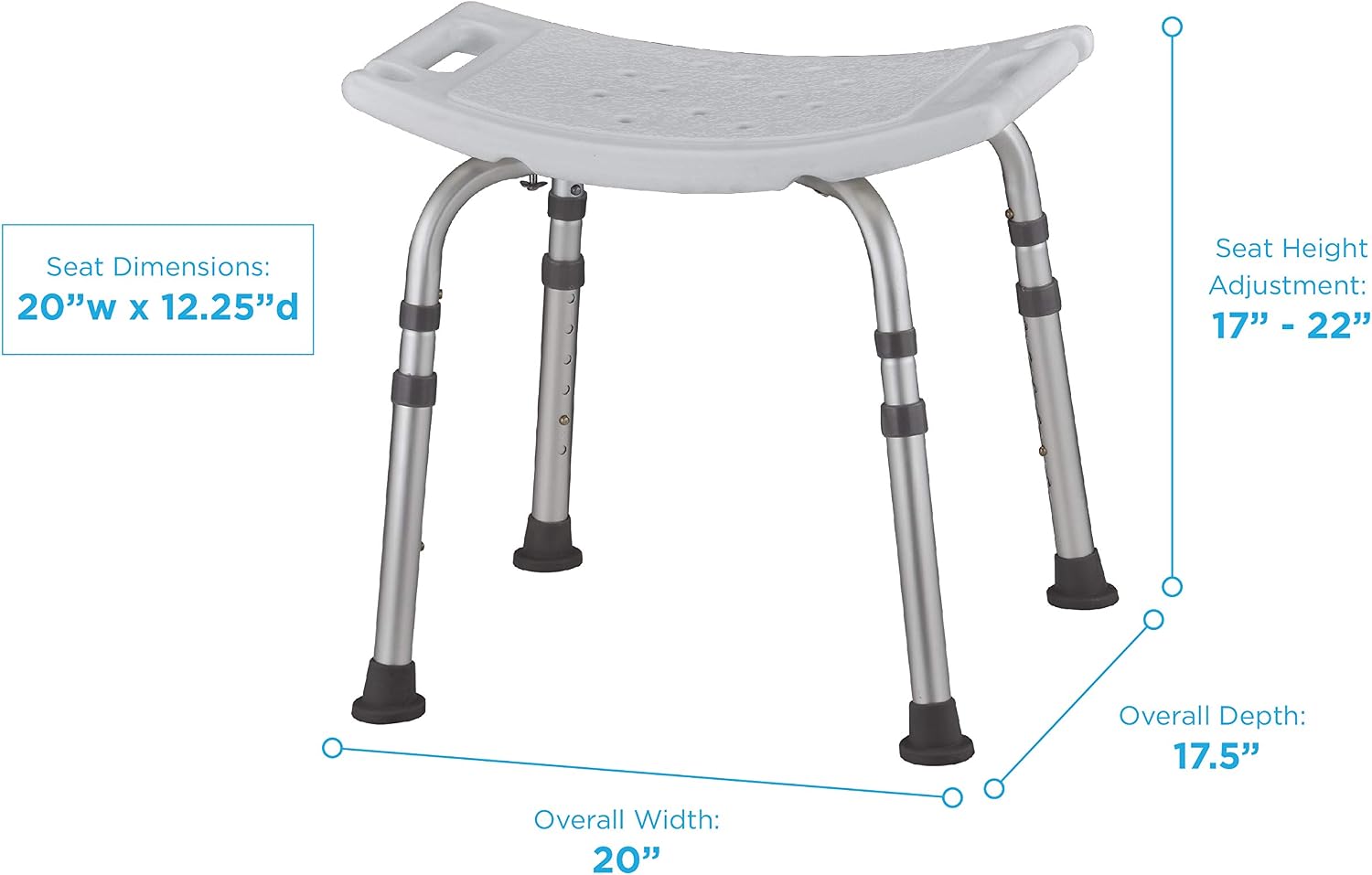NOVA Medical Products Shower & Bath Chair, Quick & Easy Tools Free Assembly, Lightweight & Seat Height Adjustable
