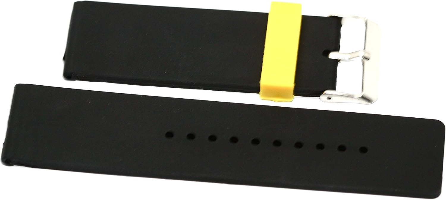 26MM Black Yellow Rubber Sport Diver Waterproof Watch Band Strap FIT Invicta
