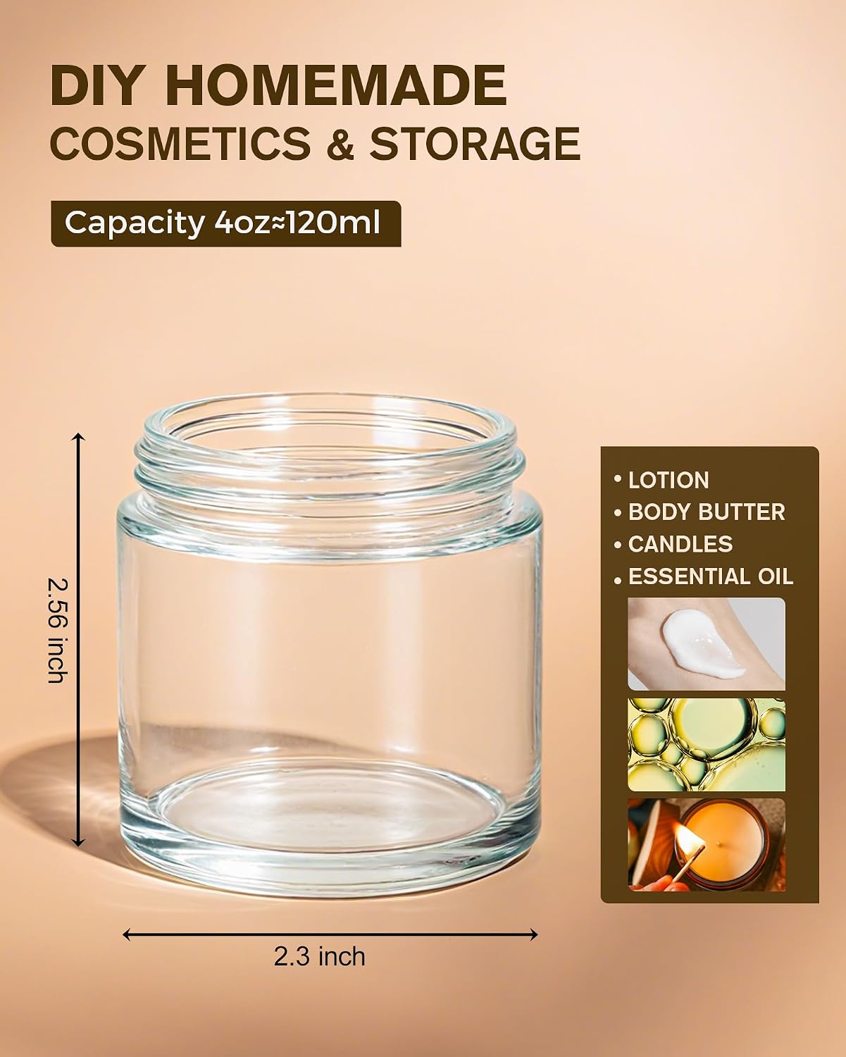 2 oz Glass Jars with Lids, Hoa Kinh 24 Pack Clear Small Cosmetic Glass Jars