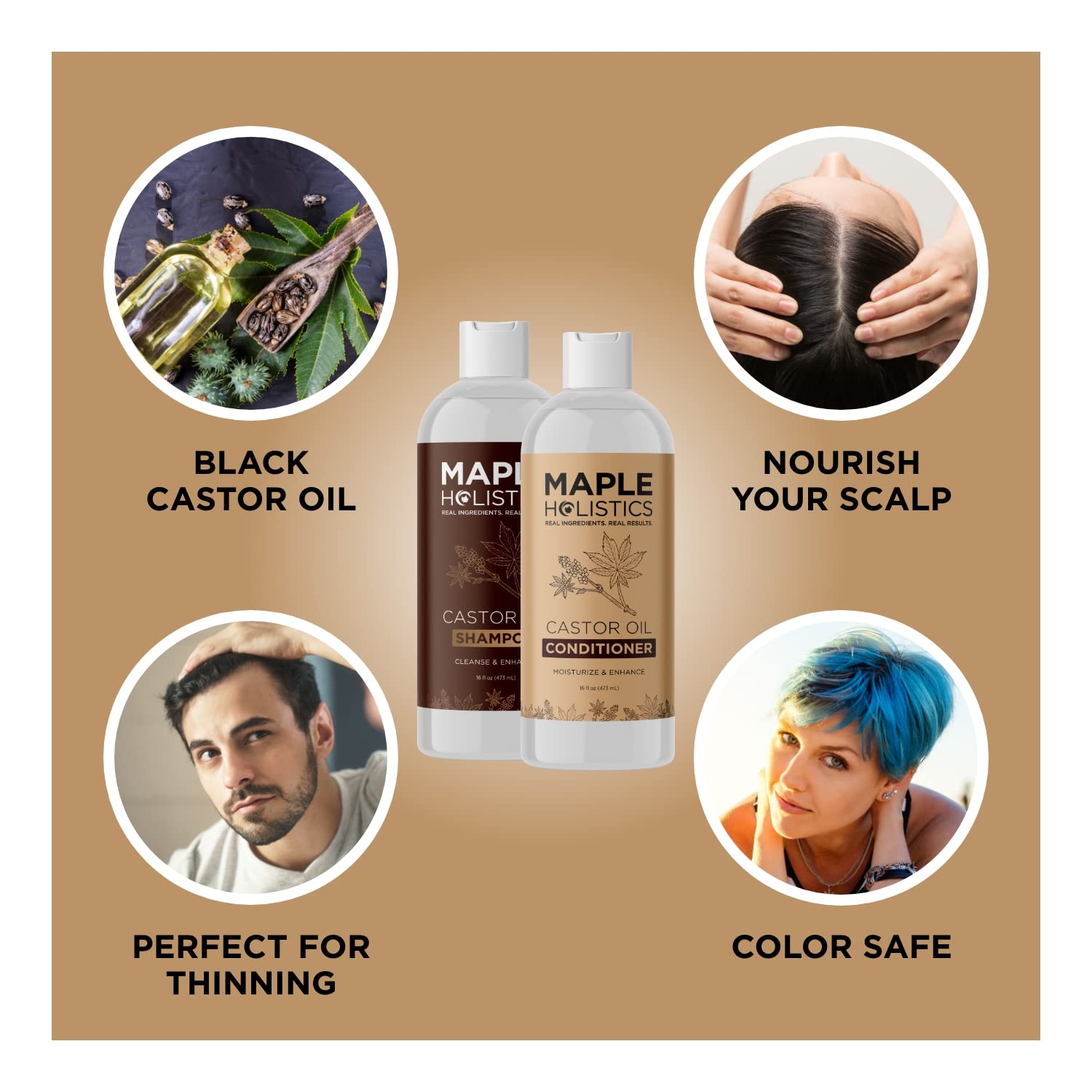 Sulfate Free Shampoo and Conditioner Set - Tea Tree Sage and Rosemary Shampoo and Conditioner for Dry Flaky Scalp Care - Deep Cleansing Color Safe Shampoo and Conditioner for Damaged Dry Hair Care