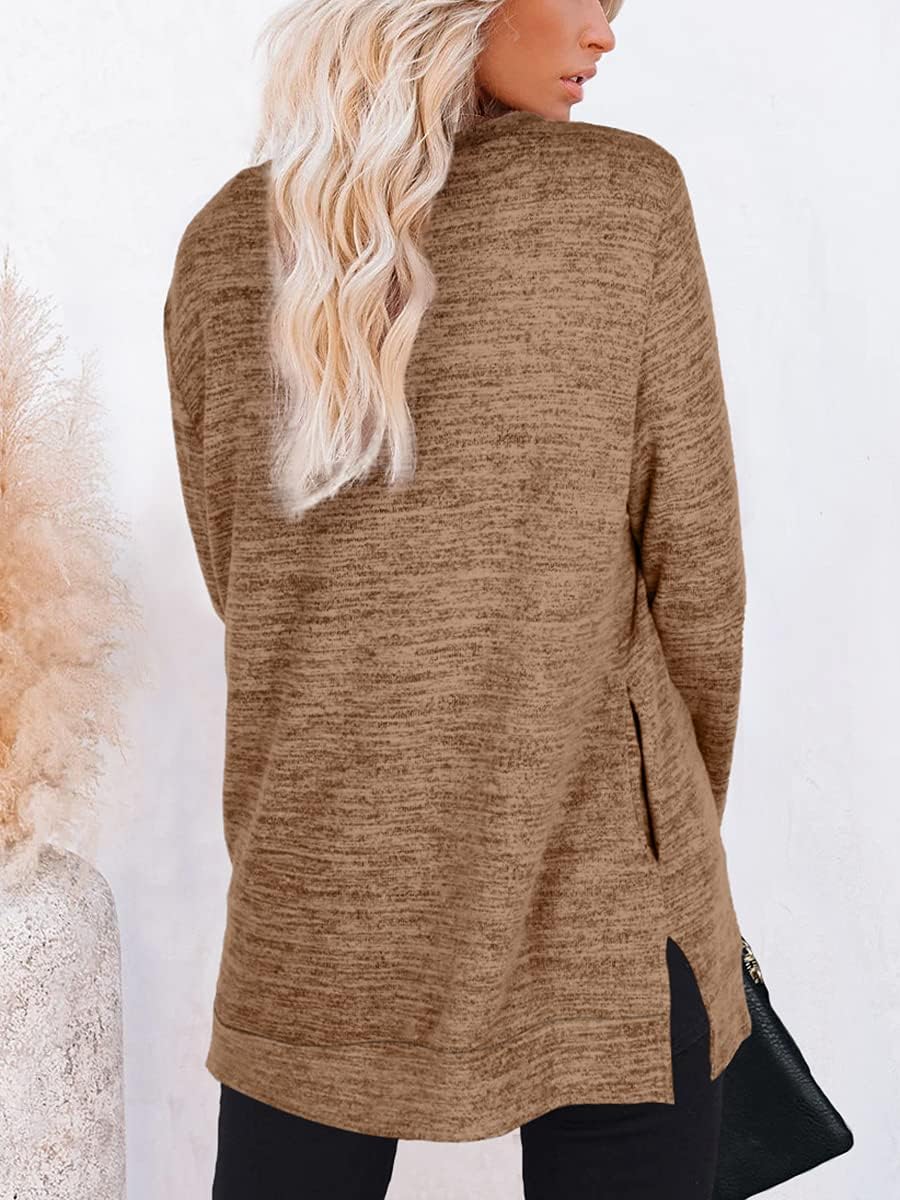 XIEERDUO Womens Casual Sweatshirts Long Sleeve Shirts Oversized With Pocket Tunic Tops S-3XL