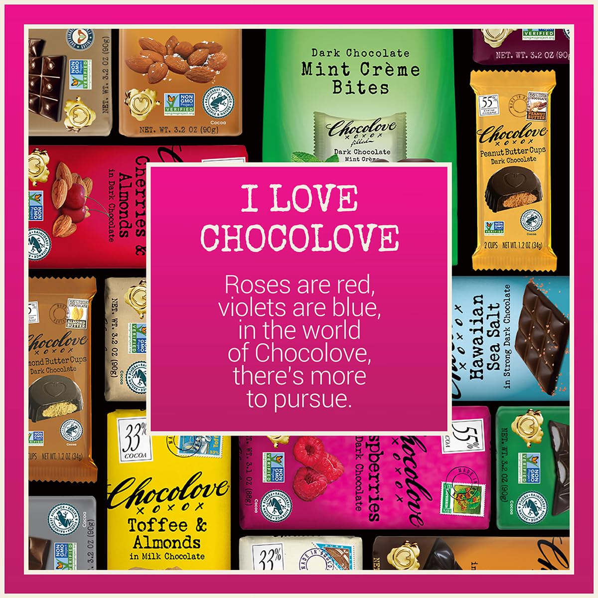 Chocolove Cherry & Almonds Dark Chocolate Bars | 55% Cocoa | Infused with Real Cherries & Crunchy Almonds | Crafted with Premium Chocolate | 3.2 oz Bar (12 Pack)