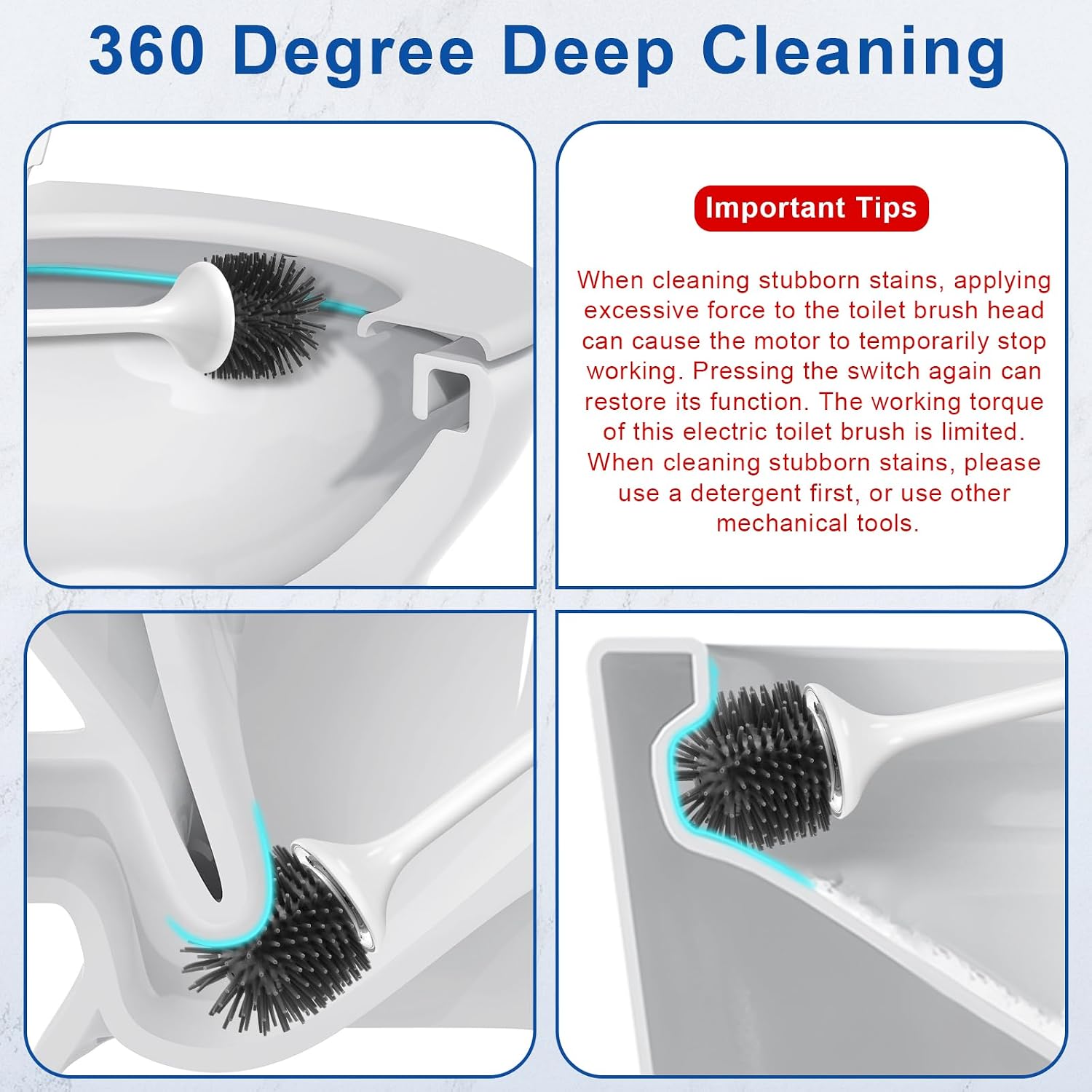 Electric Toilet Brush, Silicone Toilet Brush, Toilet Bowl Brush and Holder Set with Ventilated Holder, Toilet Brush, Floor Standing