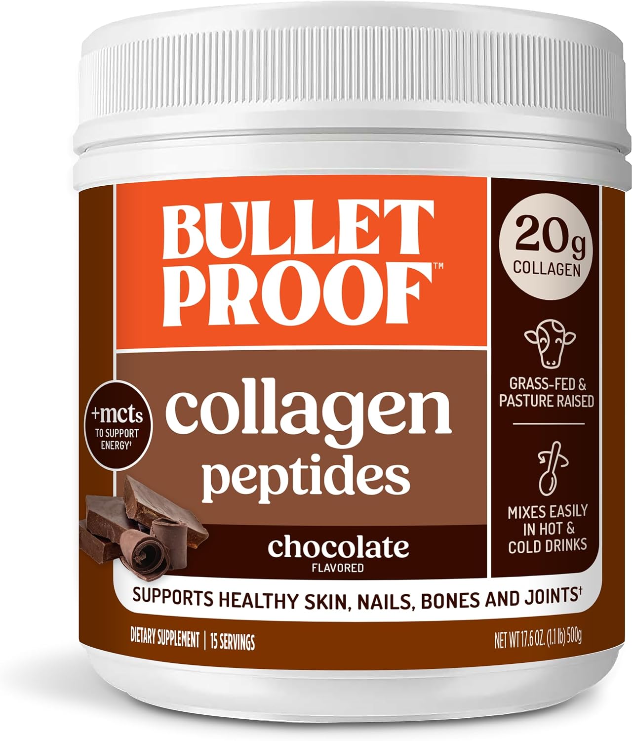 Bulletproof Unflavored Collagen Peptides Protein Powder, 17.6 oz | 20g Grass-Fed Pasture-Raised Collagen Protein and Amino Acids for Skin, Bones and Joints