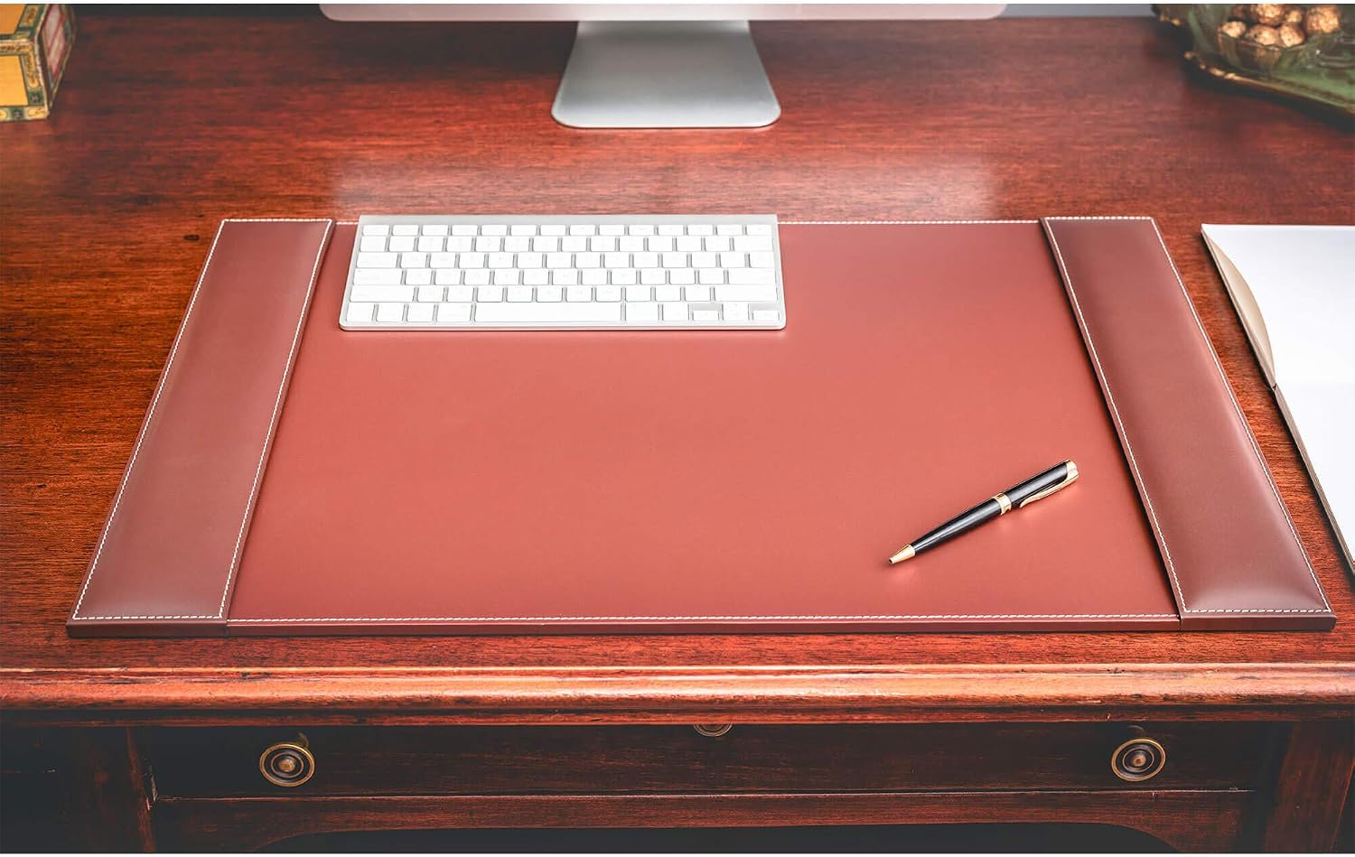 Dacasso Rustic Brown Desk Pad with Side-Rails, 25.5 by 17.25-Inch