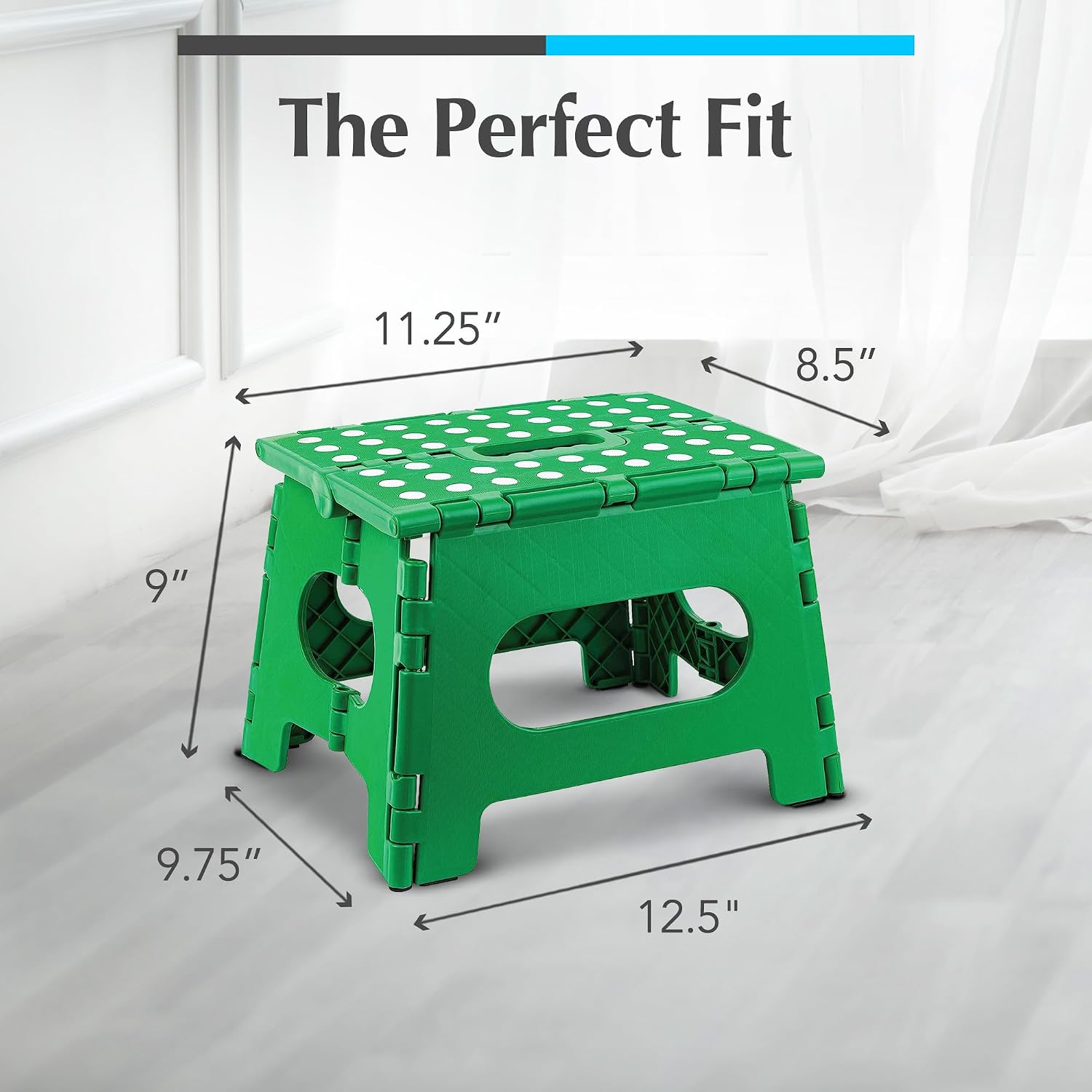Handy Laundry Folding Step Stool 9 Inch, Black, Non-Slip Holds 300 lbs | 9 Inch, Black, Foldable Collapsible Step Stool, Non-Slip, Holds 300 lbs, Kitchen Bathroom Bedroom, Adults