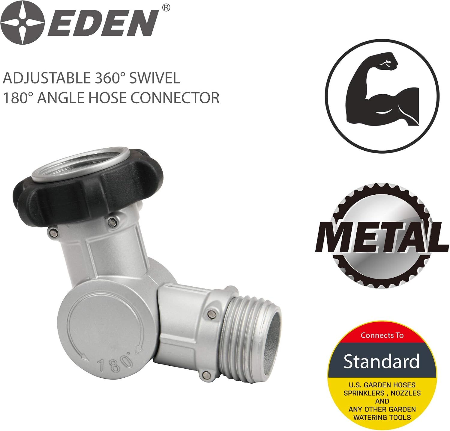 Eden 20051 Adjustable 180° & 360° Metal Swivel Connector