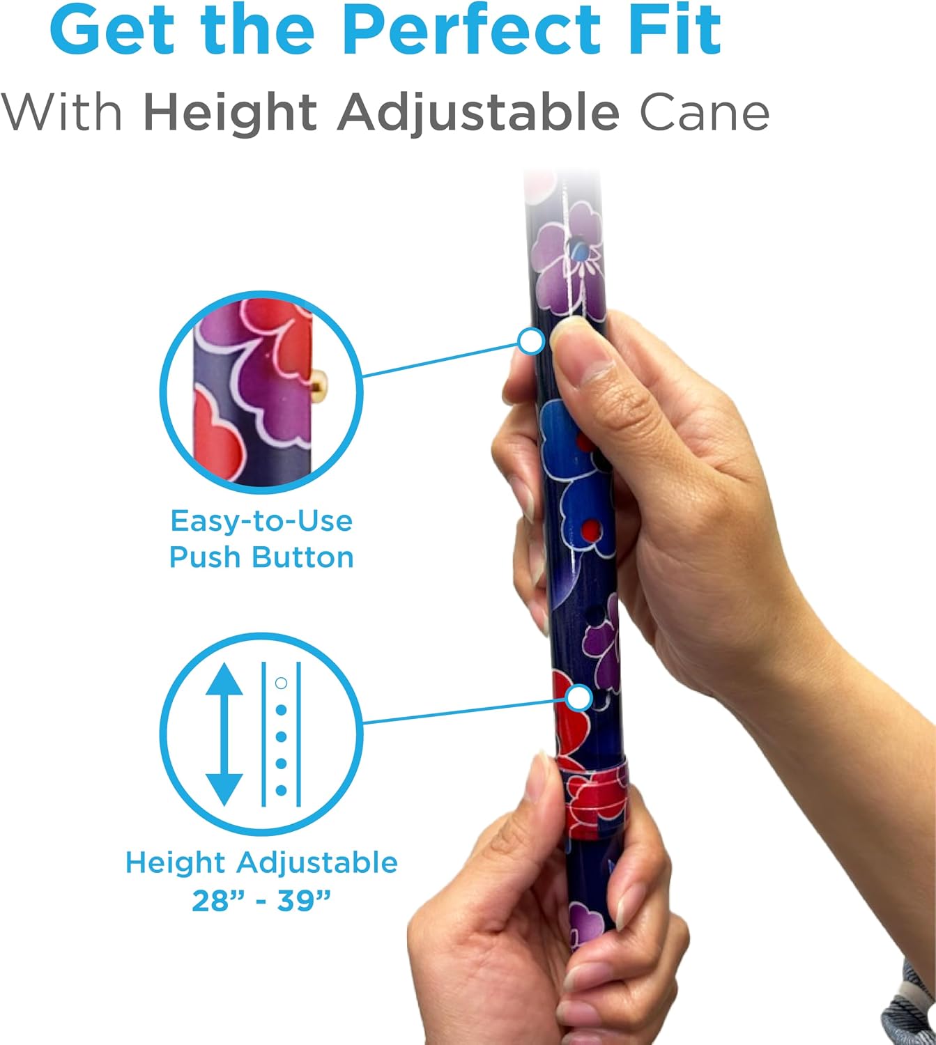 NOVA Offset Walking Cane for Seniors, Men & Women – Lightweight Adjustable Walking Cane with Soft Foam Grip, Wrist Strap