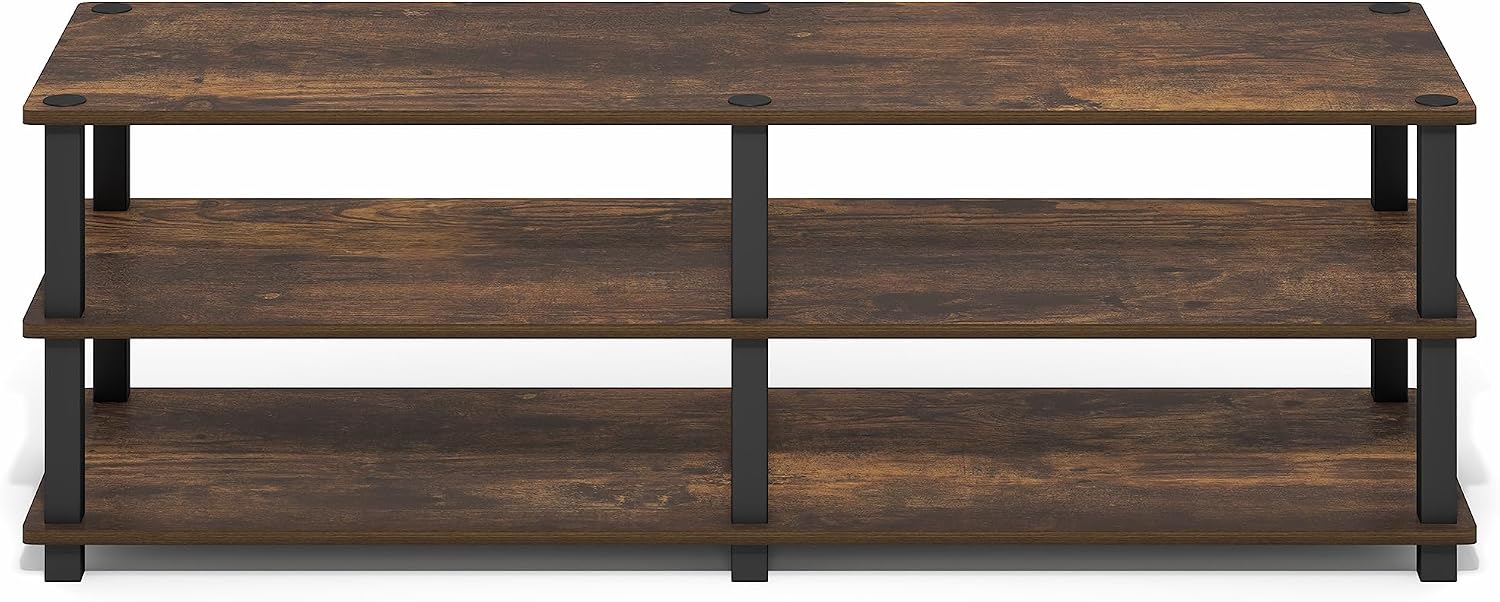 Furinno Turn-S-Tube No Tools 3-Tier Entertainment TV Stands, Dark Cherry and Black