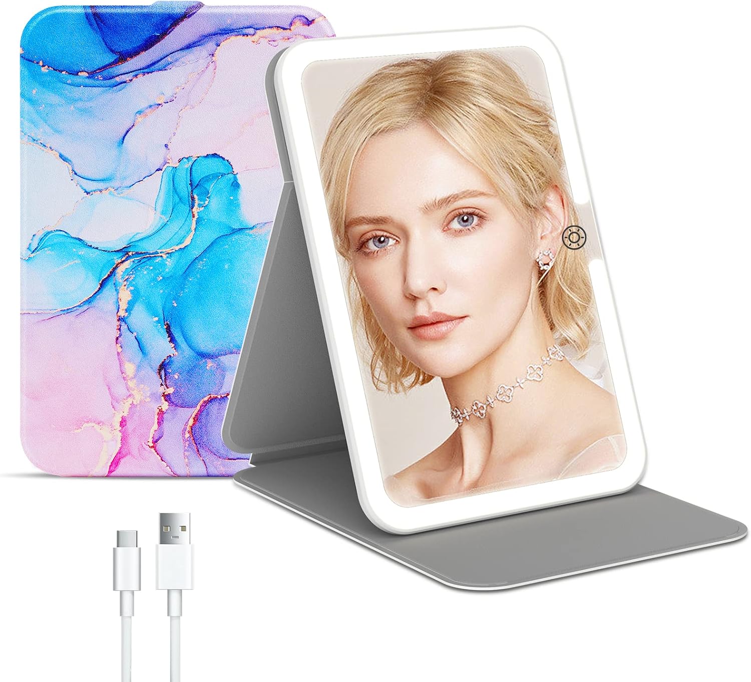 FUNTOUCH Rechargeable Travel Makeup Mirror with 72 Led Lights