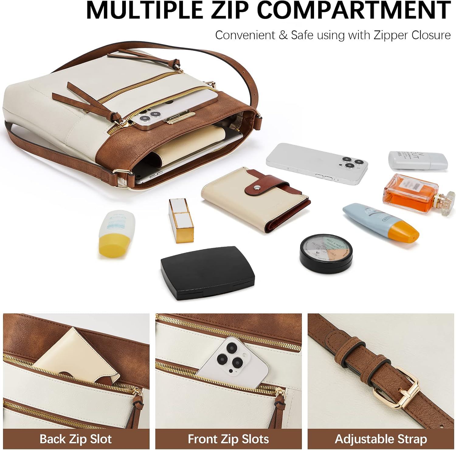 BOSTANTEN Crossbody Purses for Women Medium Shoulder Bag Quilted Handbags with Zipper Pocket