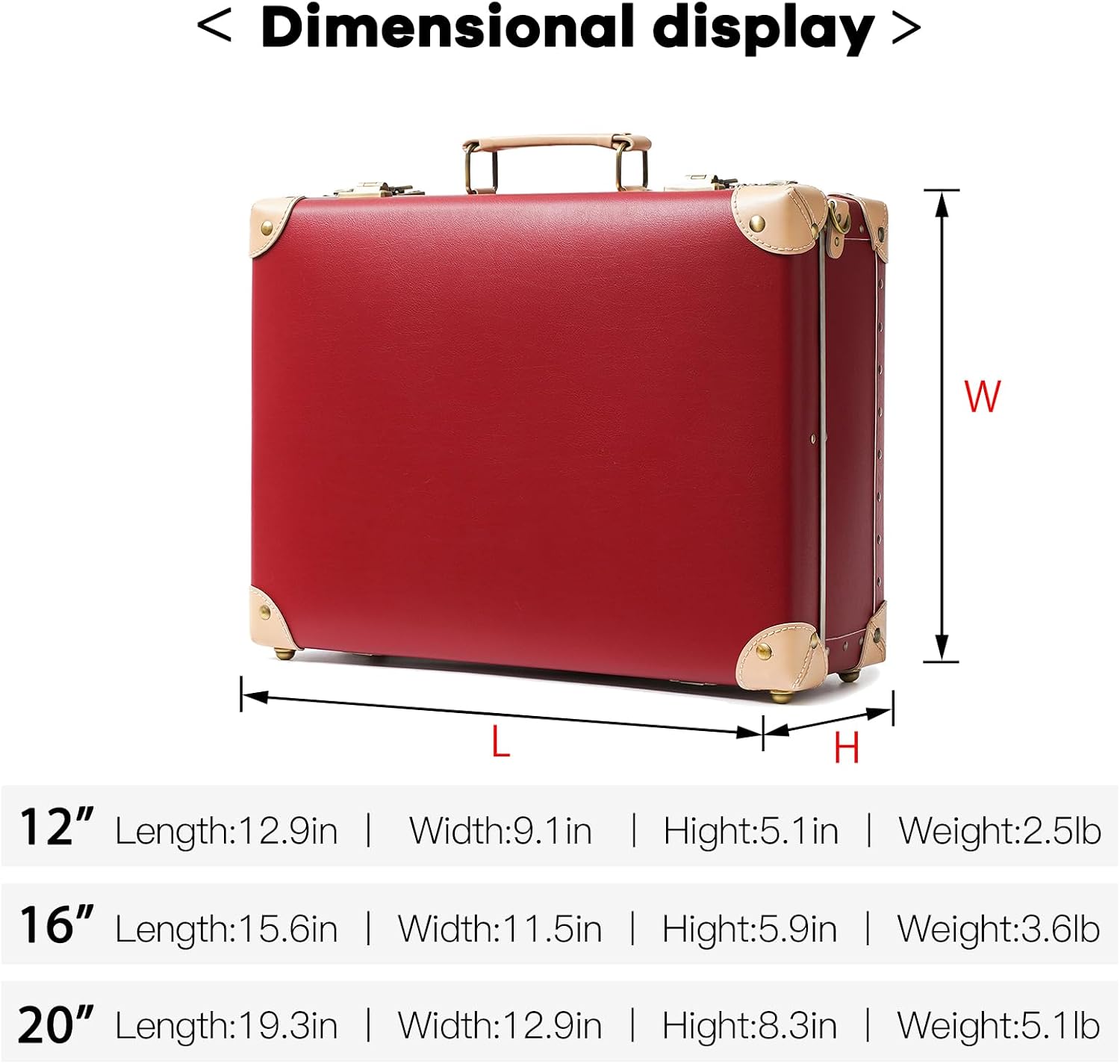 urecity Vintage and Cute Carry-on Overnight Case Non-wheeled Mini Leather Trunk Suitcase with Shoulder Strap