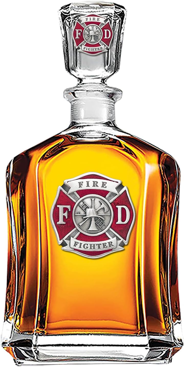 Marines Decanter – Eagle Globe & Anchor | 24 OZ Whiskey Decanter for Liquor with Airtight Stopper | Expertly Crafted Pewter Glass Clear