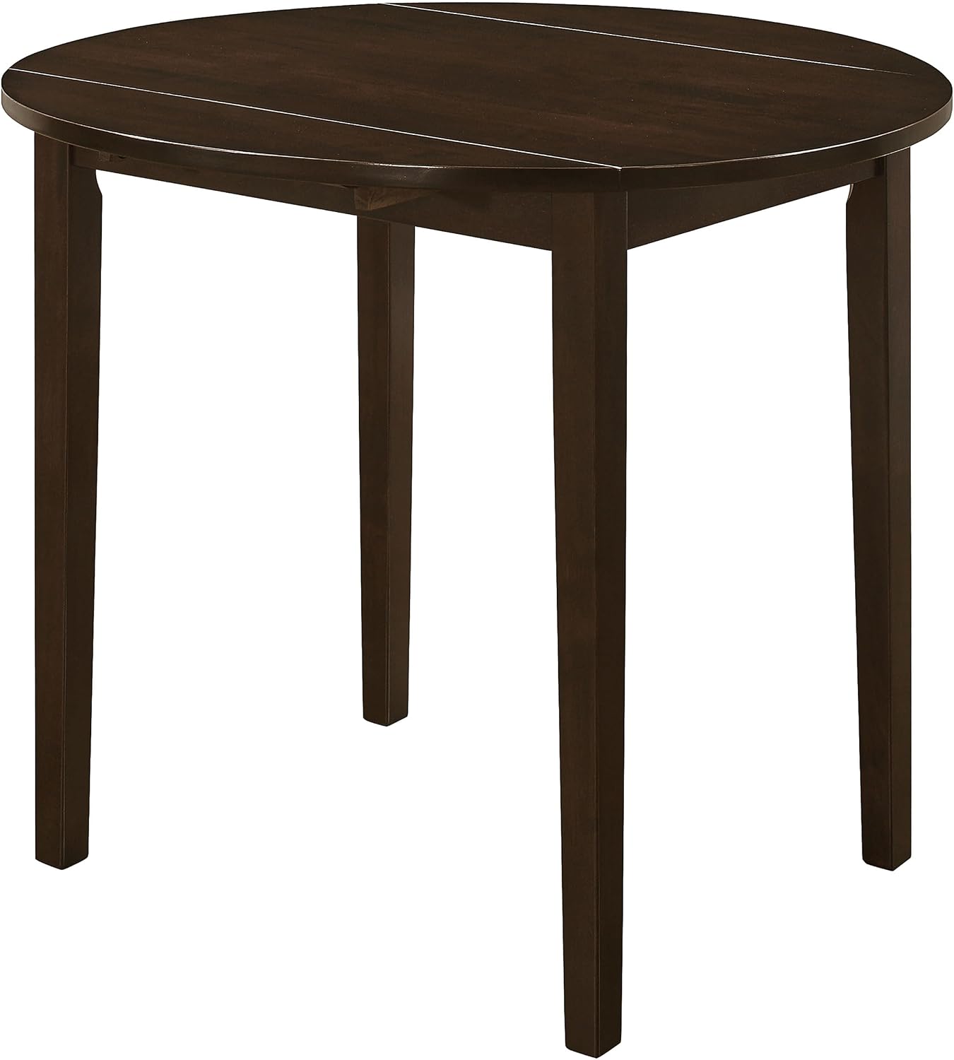 Coaster Home Furnishings 3-Piece Round Wood Dining Room Set Drop Leaf Extension Table Ladder Back Side Chairs Upholstered Seat Cushions Cappuccino