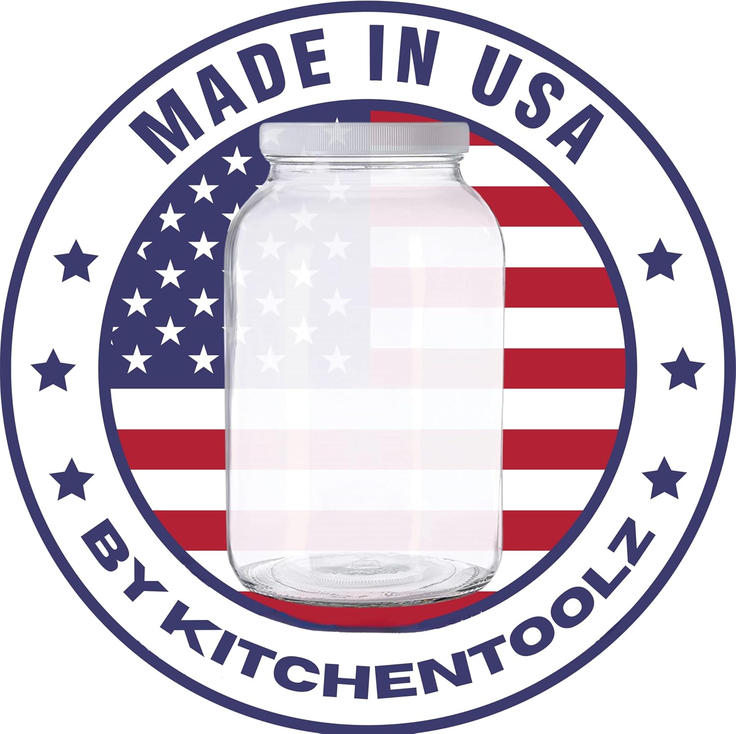 1 Gallon Glass Mason Jars – Extra Large Wide Mouth Jars with Airtight Lids – Perfect for Sourdough Starter, Fermenting, Pickling, and Storage – Made in the USA – Pack of 2