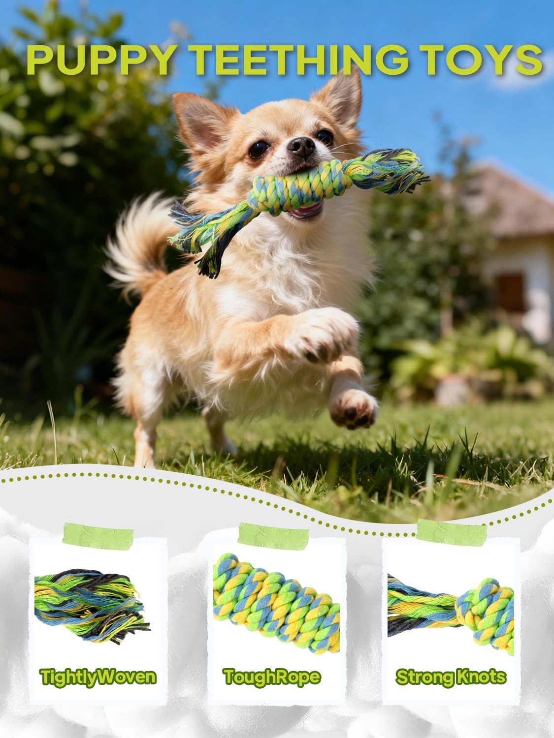 TwoEar Dog Rope Toy 4 Pack - Puppy Teething Toys for Small Breed