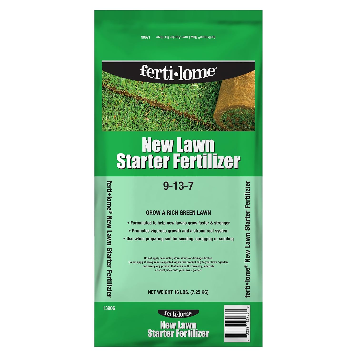 Fertilome (10906) New Lawn Starter Fertilizer 9-13-7, 20 lbs | 9-13-7 seed & sod starter - Develops roots before rapid growth, safe for new lawns - Lawn starters