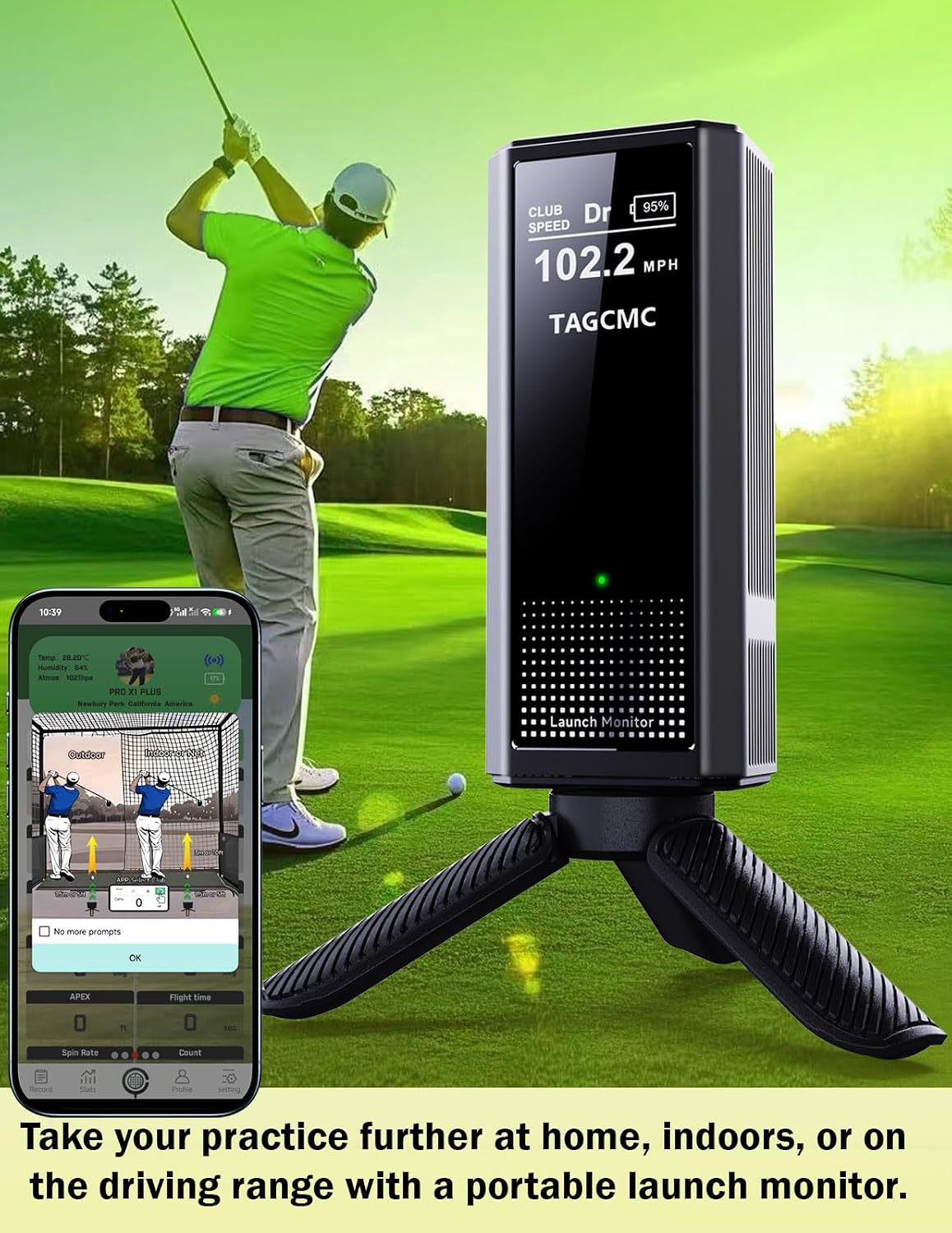 Portable Golf Launch Monitor & Simulator, Mobile Launch Monitor for Golf Swing Analysis, Simulators for Home ，Training & Swing Analyzer