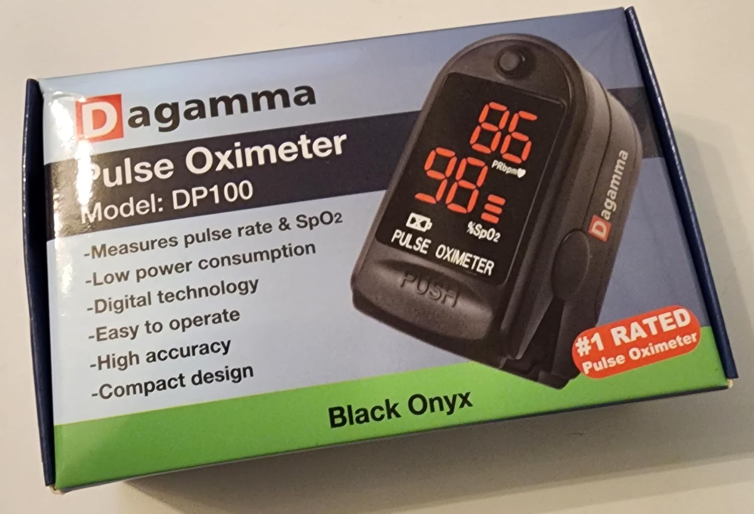 Finger Pulse Oximeter DP100 in Black- the Authentic Pulse Oximeter for sports and aviation use