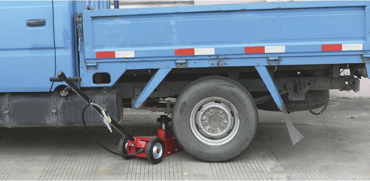 Strongway 22-Ton Quick Lift Air/Hydraulic Service Floor Jack | Controlled vehicle lifting, heavy shop use, stable positioning, professional garage service, durable steel construction