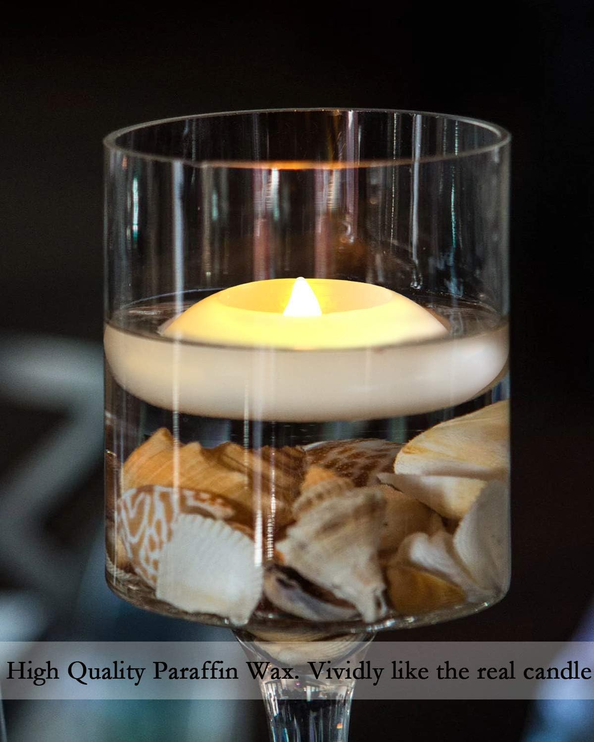 Homemory 3 Inch Flameless Floating Candles, White Real Wax, 100+ Hour, Battery Flickering Waterproof Tealights-Wedding Centerpiece, Engagement
