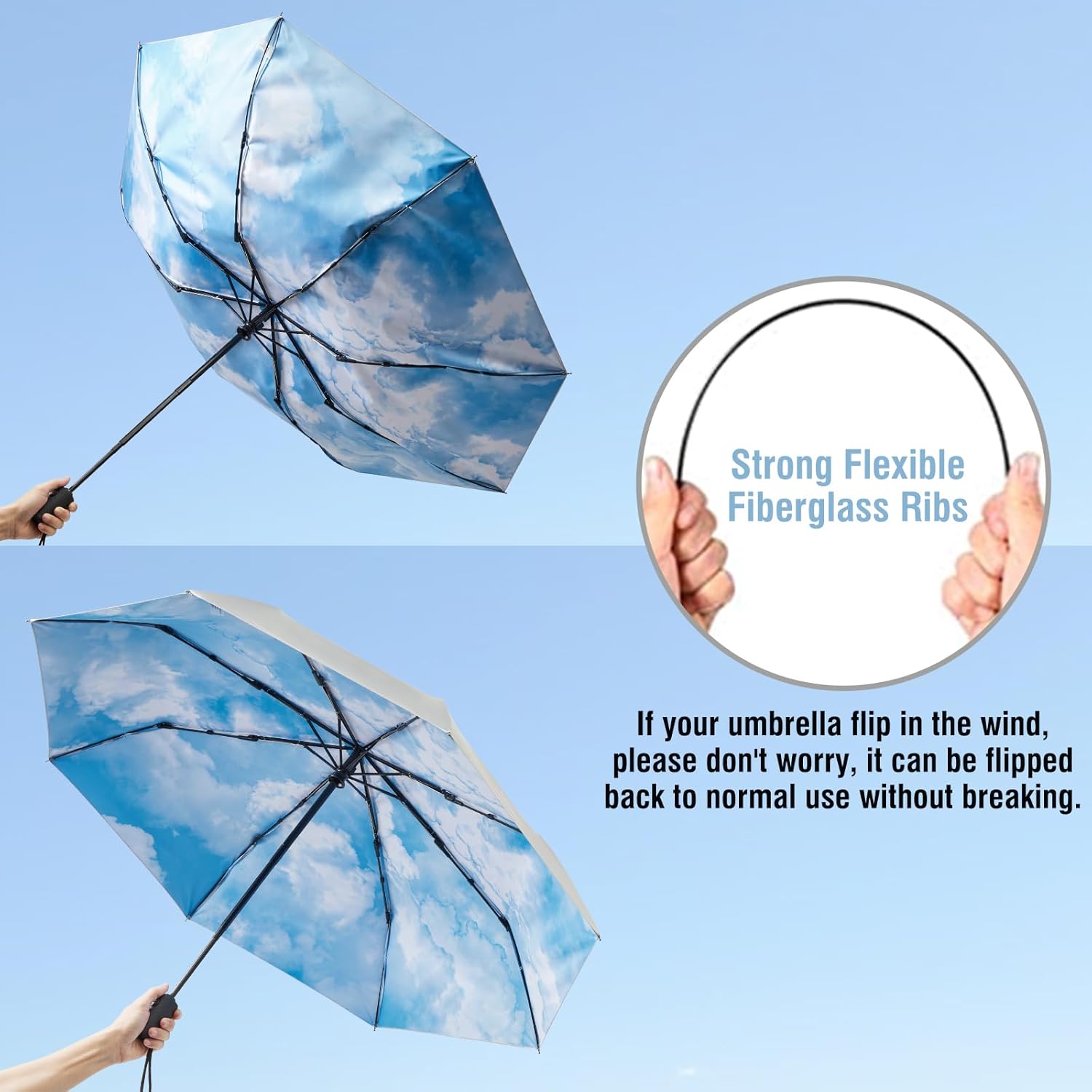 G4Free UPF 50+ UV Protection Travel Umbrella 42/46 Inch Auto Open Close