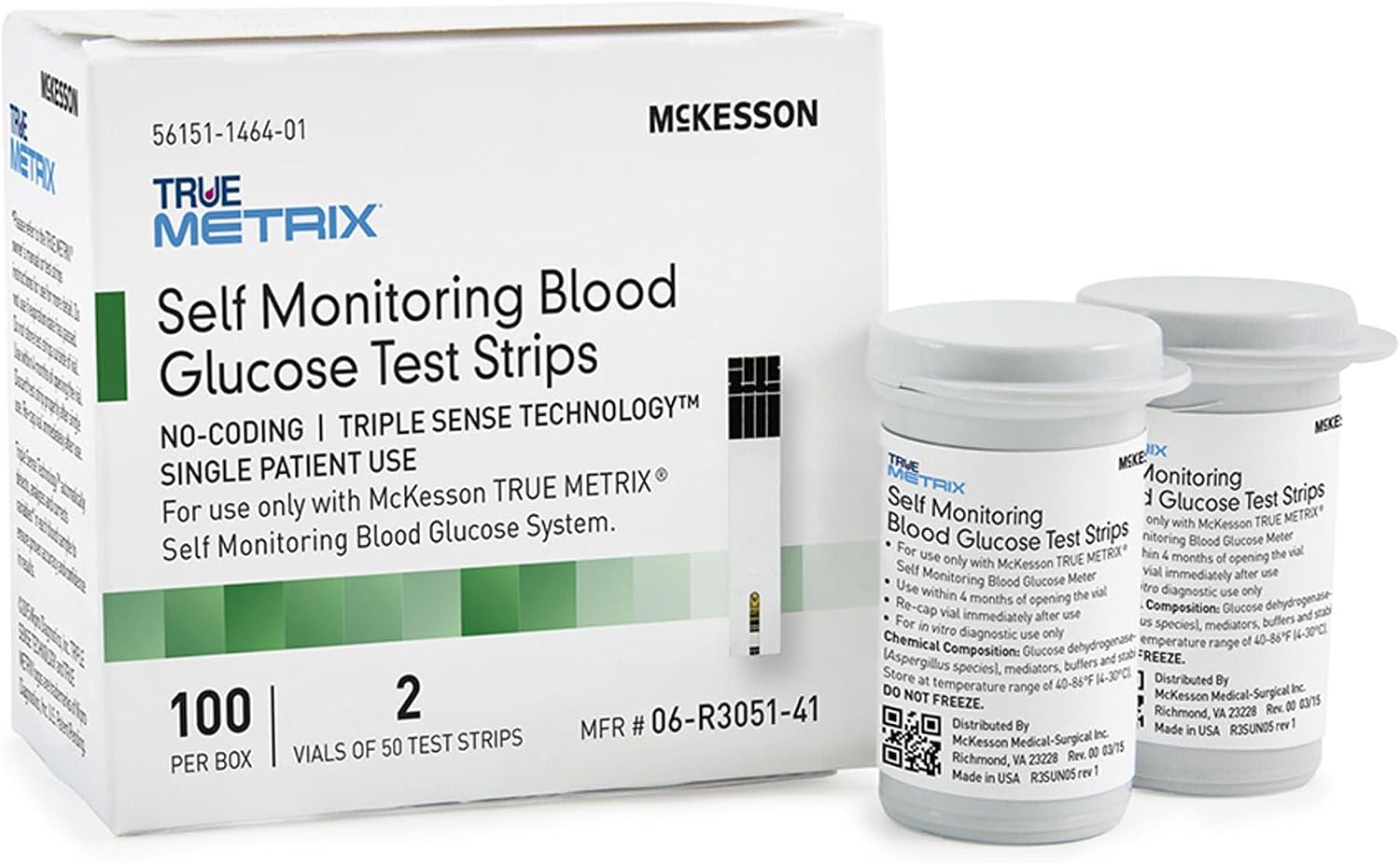 McKesson True METRIX Blood Glucose Test Strips for Diabetes, 50 Strips | Accurate Blood Sugar Monitor, Easy-to-Use with Glucose Meter, Portable, Reliable Diabetes Testing Kit