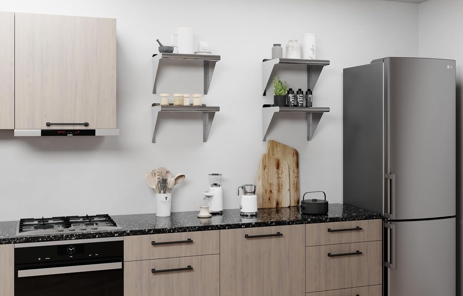 AmGood 24" Long X 18" Deep Stainless Steel Wall Shelf | NSF Certified | Appliance & Equipment Metal Shelving | Kitchen, Restaurant, Garage, Laundry, Utility Room