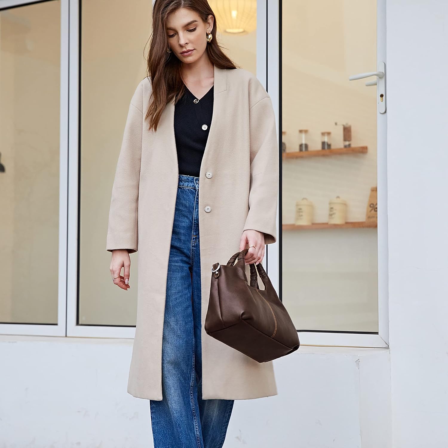 Iswee Leather Satchel Women Purse and Handbag Crossbody Shoulder Bag Hobo | Genuine Cowhide Leather Tote Top Handle Bag Soft & Durable Medium Size Bags with Detachable Multiple Pocketbooks Trendy