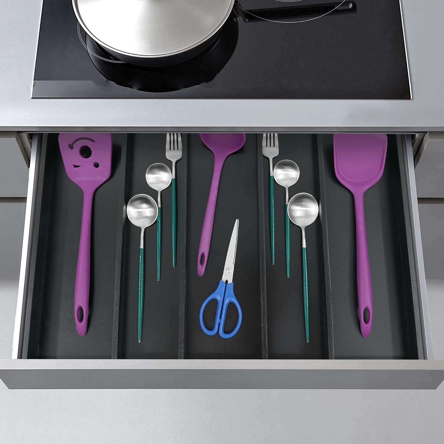 Utoplike Bamboo Expandable Kitchen Drawer Organizer Silverware Utensil Tray
