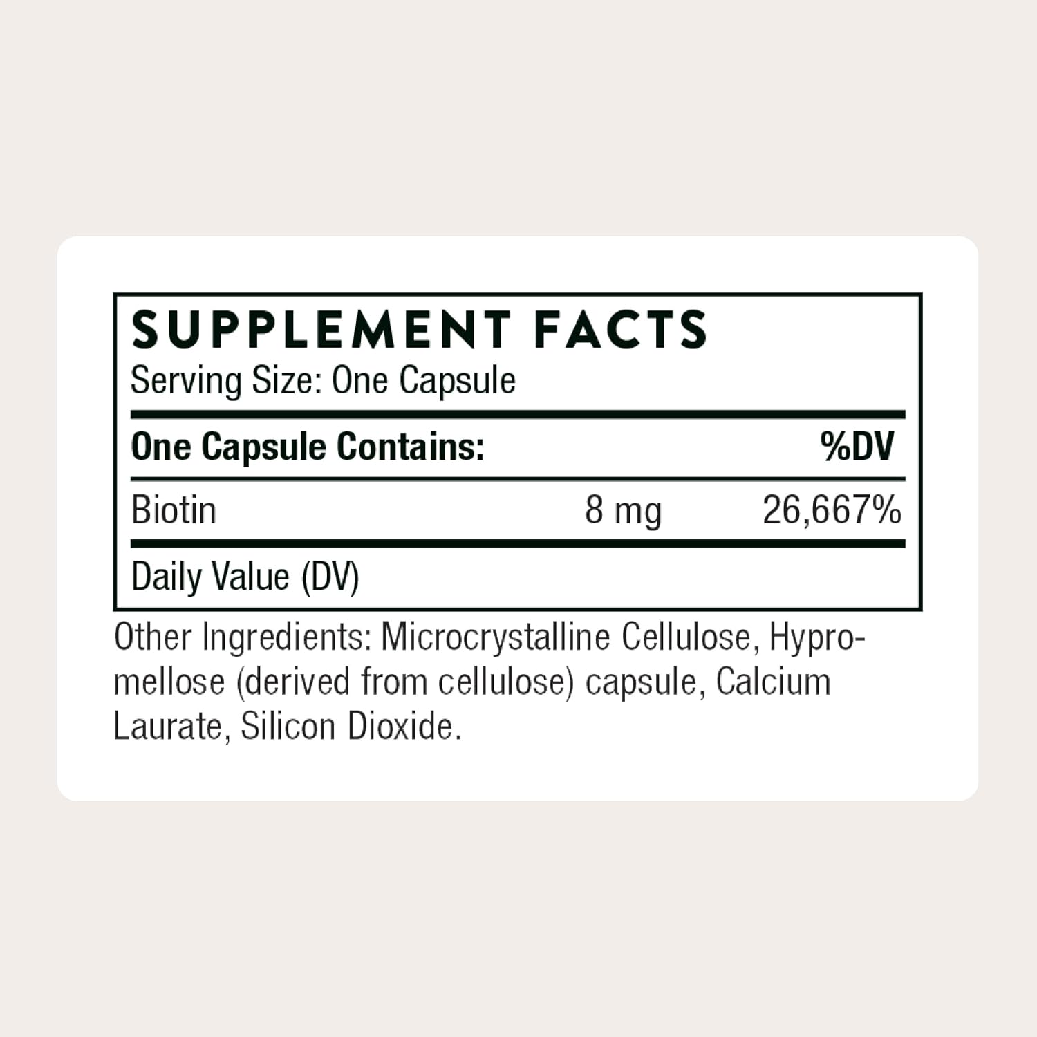 THORNE Biotin, 8 mg Vitamin B7 Supplement, 60 Capsules | Supports Healthy Hair, Nails, Skin & Metabolism, Supports Nerve Health*, Gluten