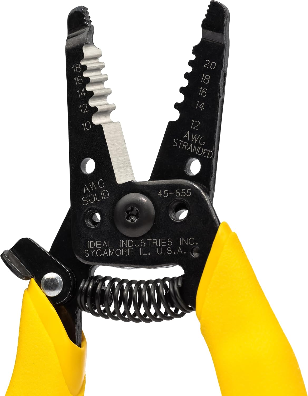 IDEAL Electrical Reflex Super T-Stripper Wire Strippers, 8–16 AWG Solid, 10–18 AWG Stranded, Ergonomic Wire Cutter and Stripping Tool with Textured Sleeves, Locking Handle
