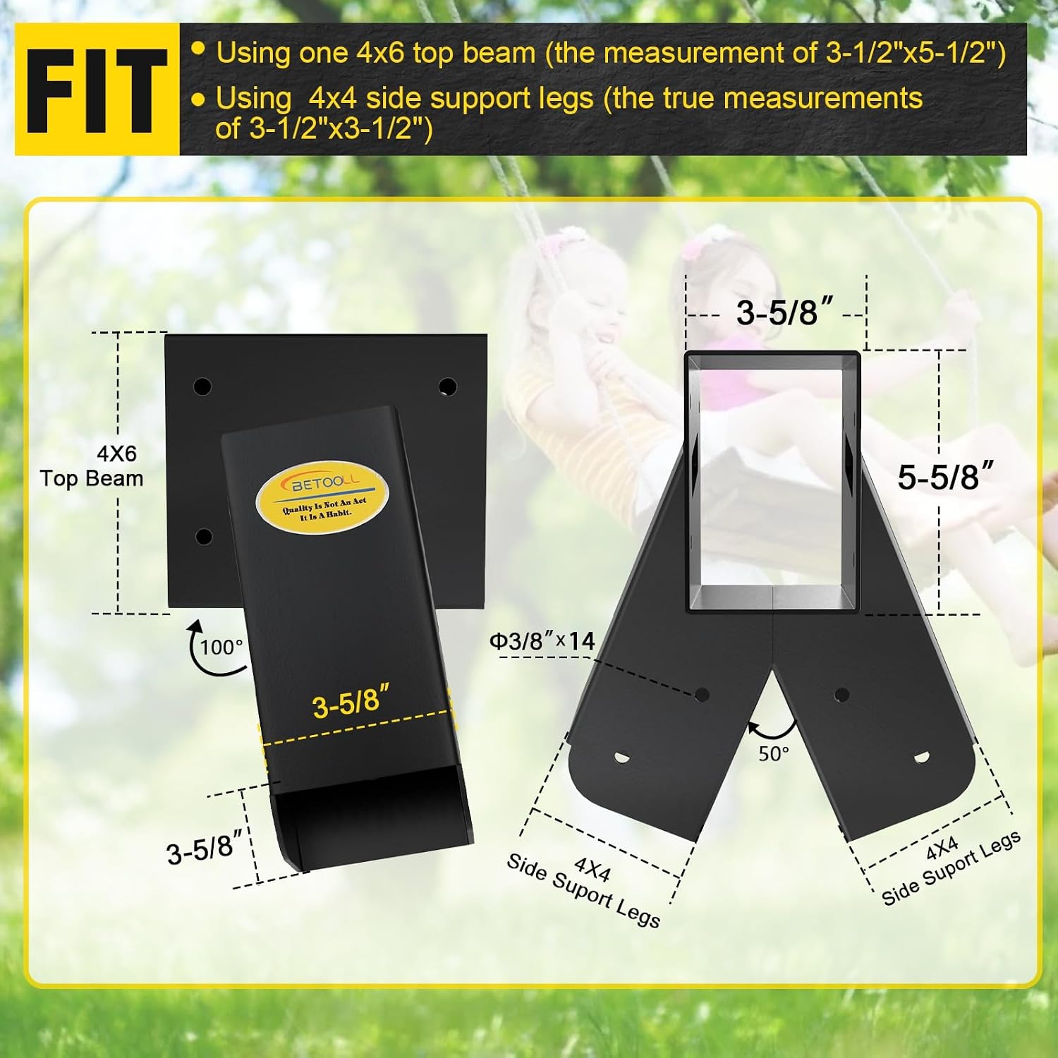 BETOOLL Swing Set Bracket with All Mounting Hardware Middle Bracket