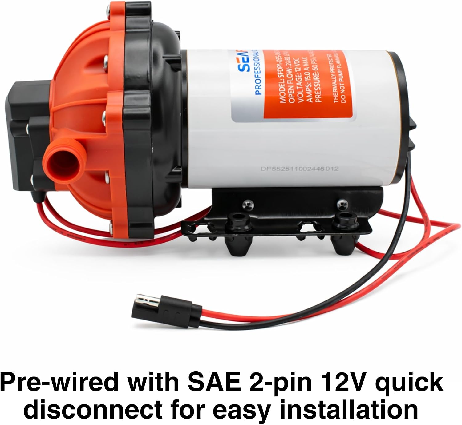SEAFLO 55 Series 12V RV Water Pump 5.5 GPM 60 PSI Diaphragm Pump Heavy Duty Pressure Switch Built In Bypass Self Priming Quiet High Flow RV Marine Off Grid Freshwater System 4-Year Warranty