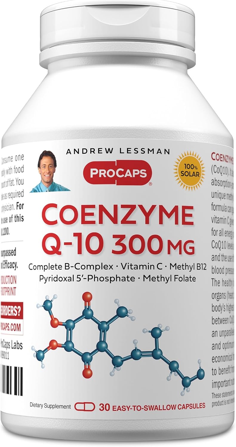 ANDREW LESSMAN Coenzyme Q-10 200 mg 30 Capsules - Essential for Energy Production and Optimum Key Organ Function, Anti-Oxidant Support, Depleted by Aging, Plus B-Complex. Easy to Swallow Capsules | 200 mg Coenzyme Q-10 plus bioavailable B Vitamins & Vita…