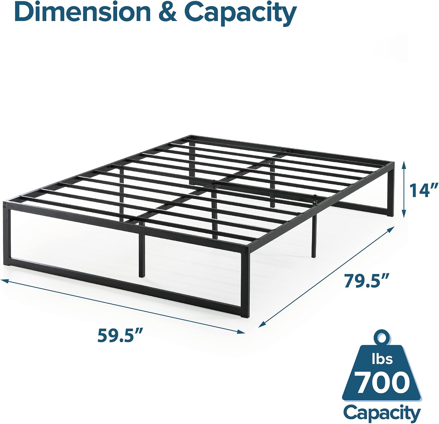 ZINUS Abel Metal Platform Bed Frame / Mattress Foundation with Steel Slat Support / No Box Spring Needed / Easy Assembly, Queen