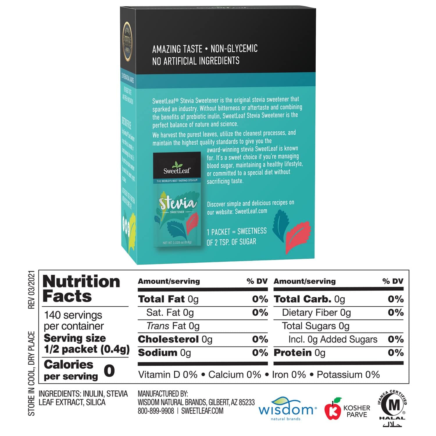 SweetLeaf Stevia Sweetener, 35 packets