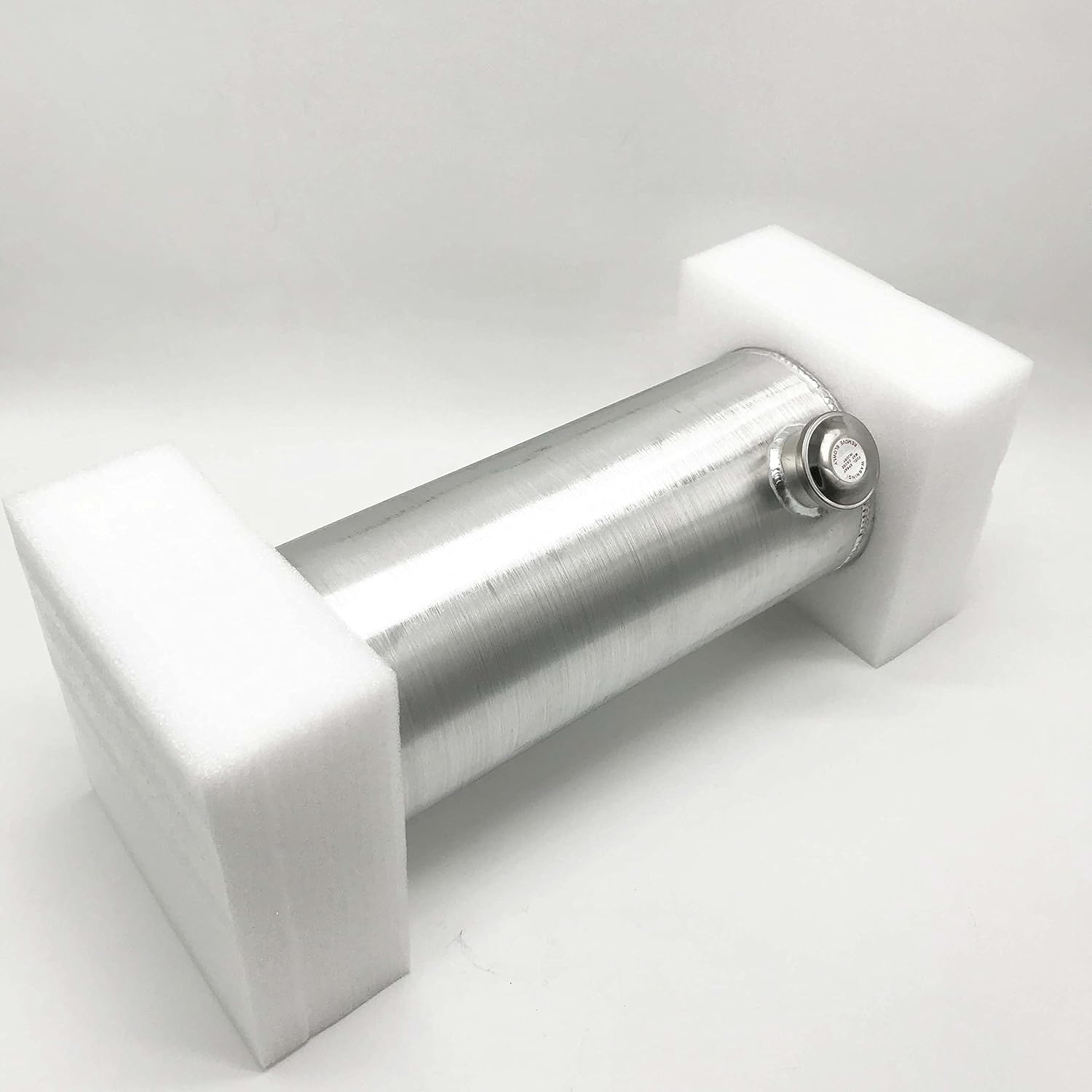 JSD 5 Gallons 8”x24“ Aluminum Spun Round Fuel Gas Tank Cell Fuel Tank with Bracket End Fill 1/4" NPT Outlet