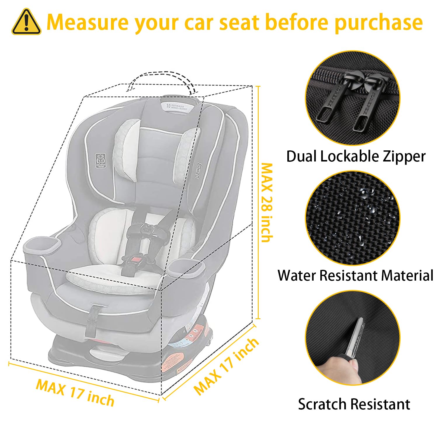 YOREPEK Padded Car Seat Travel Bag Backpack, Toddler Travel Essentials