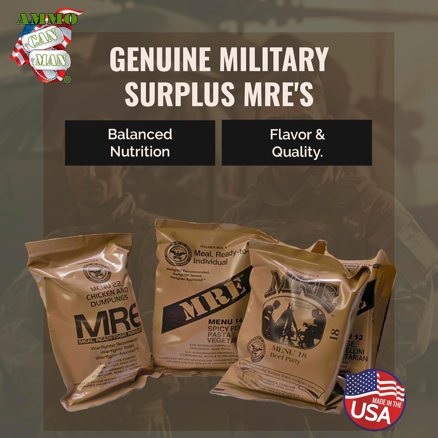 MRE Emergency Food Kit - 6 Pack w/Heater - Camping & Hiking | MRE Emergency Food Kit - 6-Pack with Entree, Dessert & Flameless Heater - Camping