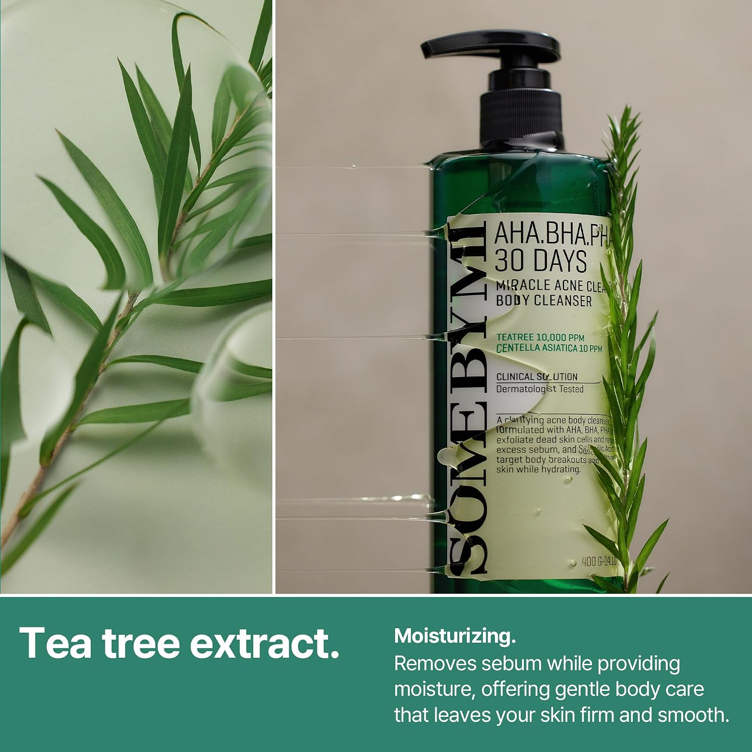 SOME BY MI AHA BHA PHA 30 Days Miracle Acne Clear Body Cleanser 13.5oz – Salicylic Acid & Tea Tree Acne Body Wash – Deep Cleansing